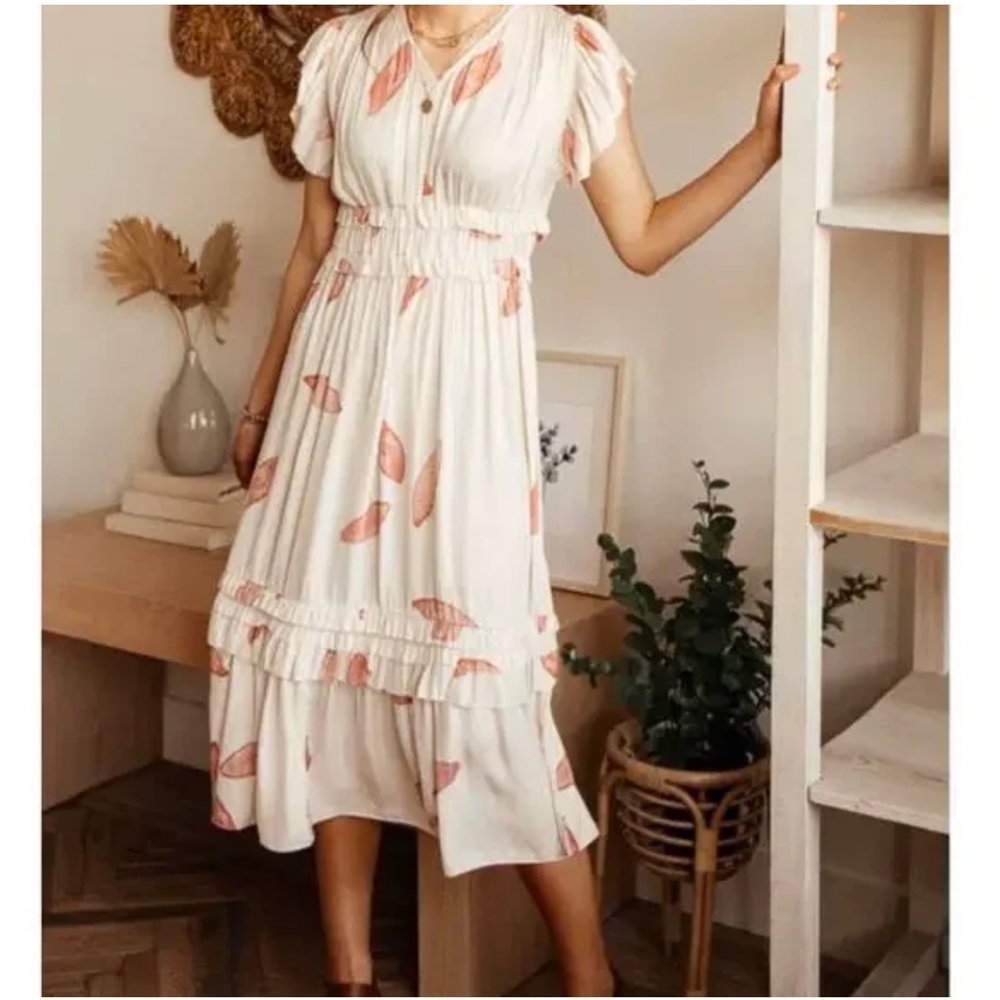 Grade & Gather Pale Pink Petal Flutter Sleeve Dress Size Medium